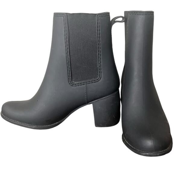 JEFFREY CAMPBELL Matte Black Rainy‎ Day Rain Boots Women's Size 7 - Picture 1 of 7